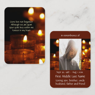 Pocket Keepsake Remembrance Memorial Candle Light Business Card