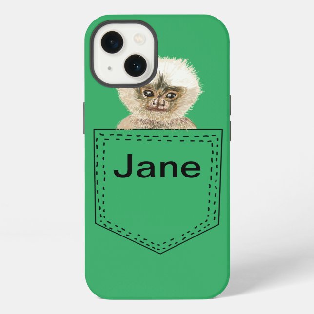 Pocket Monkey Personalized iPhone Case (Back)