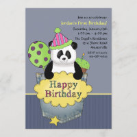 Pocket Panda Birthday Party Invitation