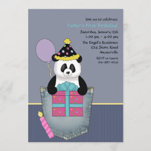 Pocket Panda's Present - Birthday Party Invitation