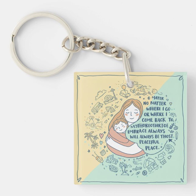 Pocket Peace: Mother's Embrace Doodle Keychain (Front)