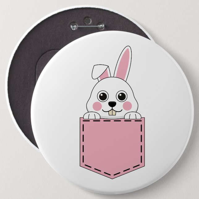Pocket Pet Bunny 6 Inch Round Button (Front & Back)