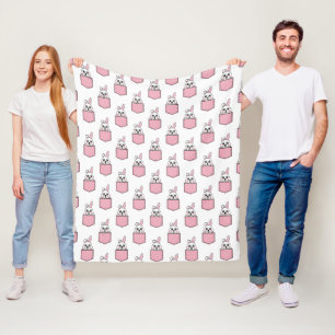 Pocket Pet Bunny Pattern Fleece Blanket