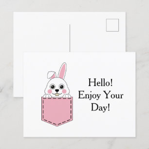 Pocket Pet Bunny Personalize Holiday Postcard