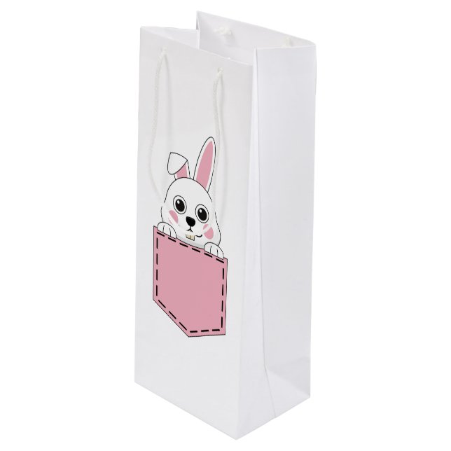 Pocket Pet Bunny Wine Gift Bag (Front Angled)