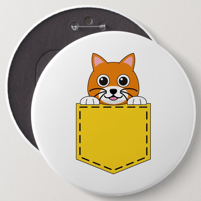 Pocket Pet Cat 6 Inch Round Button (Front & Back)