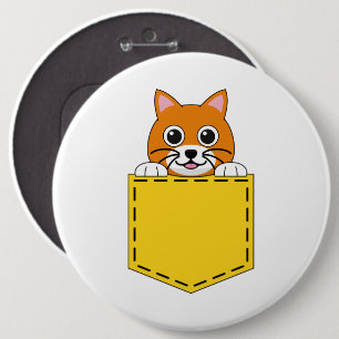 Pocket Pet Cat 6 Inch Round Button