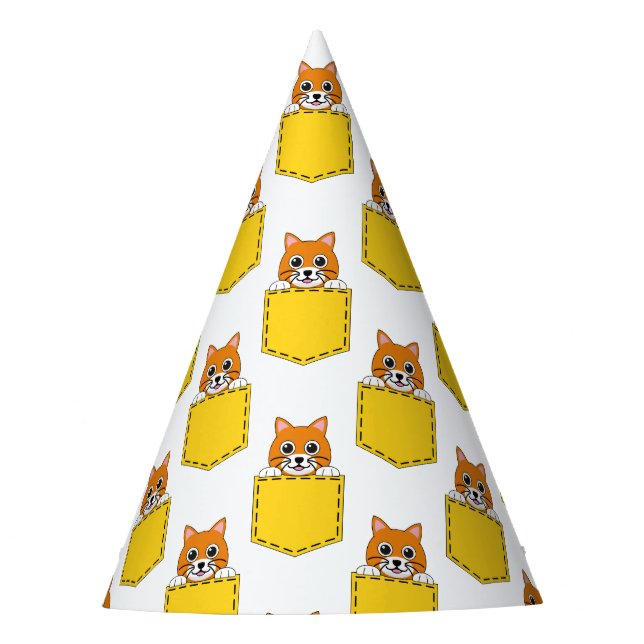 Pocket Pet Cat Pattern Party Hat (Front)
