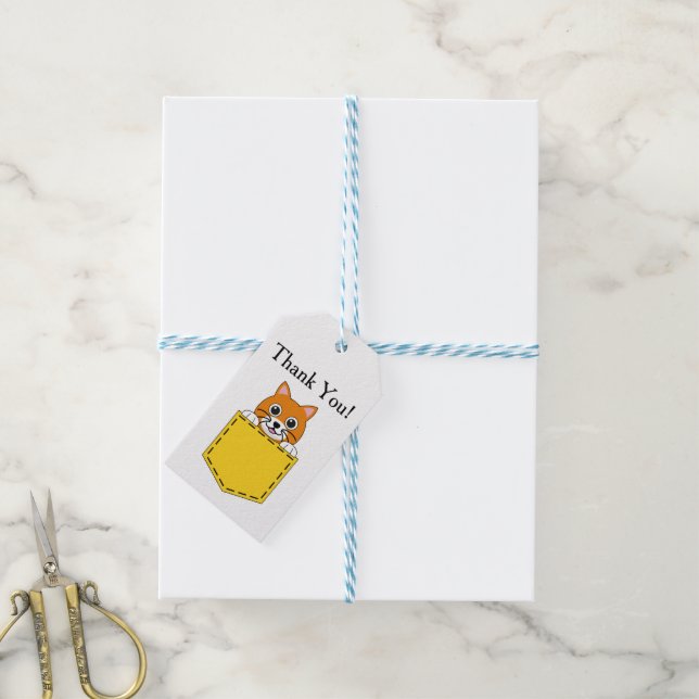Pocket Pet Cat Personalize Gift Tags (With Twine)
