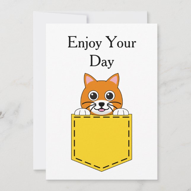 Pocket Pet Cat Personalize Holiday Card (Front)