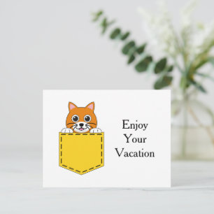 Pocket Pet Cat Personalize Holiday Postcard