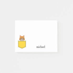 Pocket Pet Cat Personalize Post-it Notes