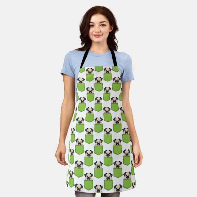 Pocket Pet Dog Pattern Apron (Worn)