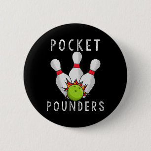 Pocket Pounders Bowling Team League Casual Cotton 2 Inch Round Button