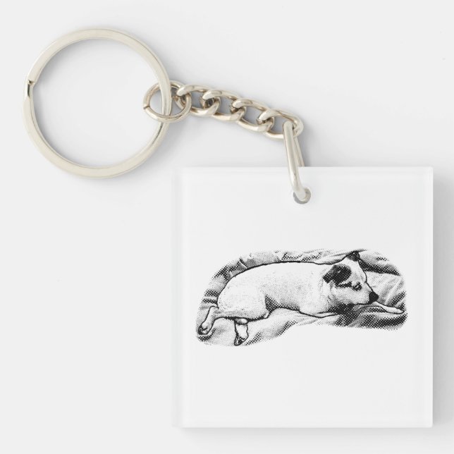 Pocket Pup with Festive Speckles Keychain (Front)