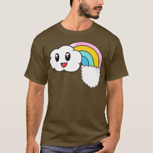 Pocket Rainbow Kawaii Cloud Cute Funny T-Shirt