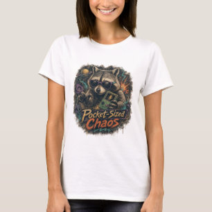 Pocket-Sized Chaos Retro Gaming Raccoon Cosmic Spa T-Shirt