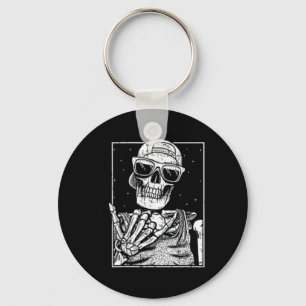 Pocket Skeleton Rockhand Halloween Cool Music Rock Keychain