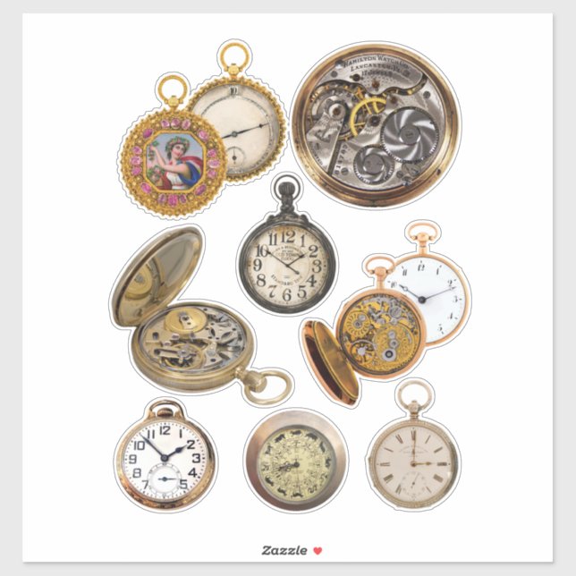 Pocket Watches Time Steampunk Objects Collage (Sheet)