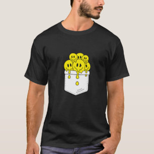 Pocket Yellow Smile Faces Melting Happiness Graphi T-Shirt