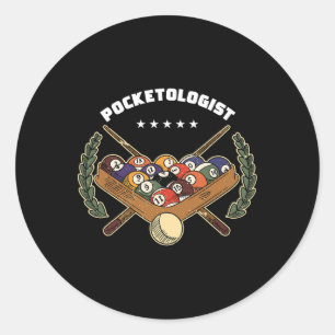 Pocketologist Billiard Player Snooker Pool 8 Ll Bi Classic Round Sticker