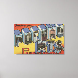 Pocono Mountains - Large Letter Scenes Canvas Print