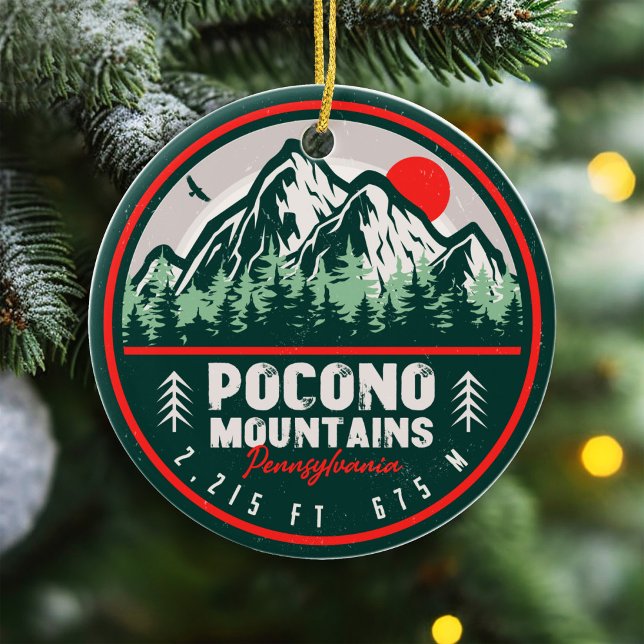 Pocono Mountains PA Retro Sunset Souvenirs Ceramic Ornament (Creator Uploaded)