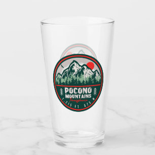 Pocono Mountains PA Retro Sunset Souvenirs Glass