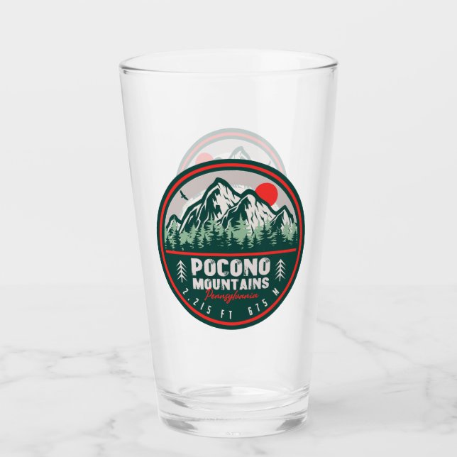 Pocono Mountains PA Retro Sunset Souvenirs Glass (Front)
