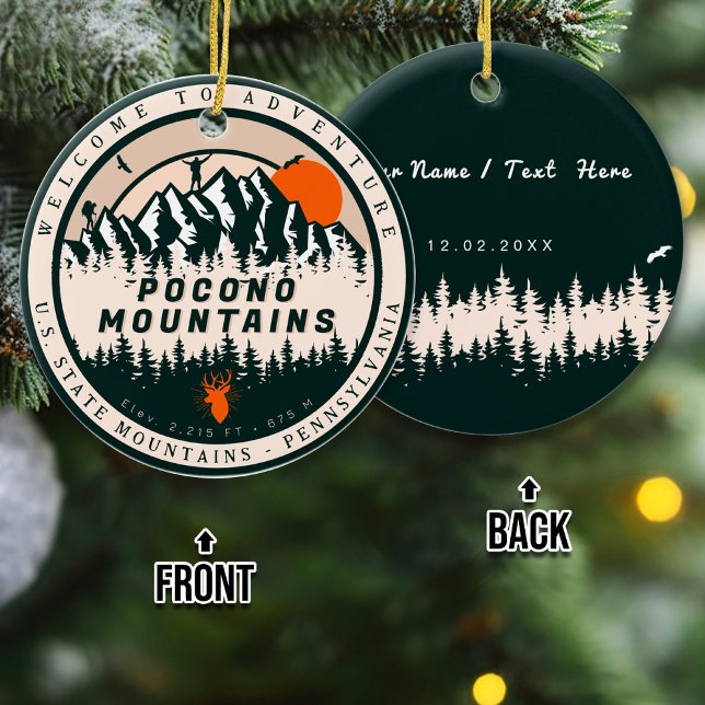 Pocono mountains Pennsylvania Hiking Camping Ceramic Ornament (Creator Uploaded)