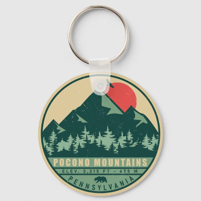 Pocono Mountains Pennsylvania Hiking Sunset Keychain (Front)