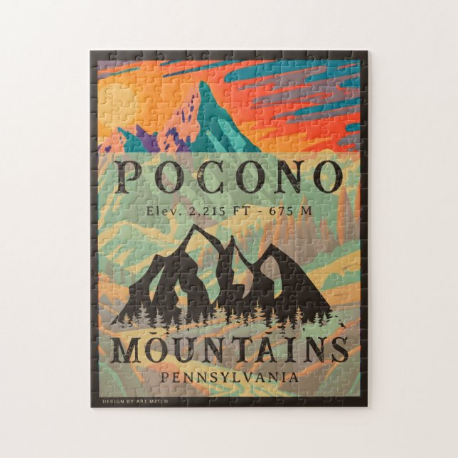 Pocono Mountains Pennsylvania - Retro Souvenirs Jigsaw Puzzle (Vertical)