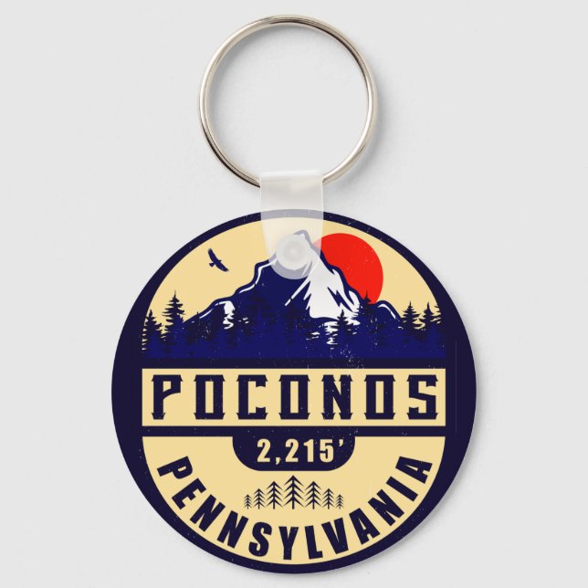 Pocono Mountains Pennsylvania - Retro Souvenirs Keychain (Front)