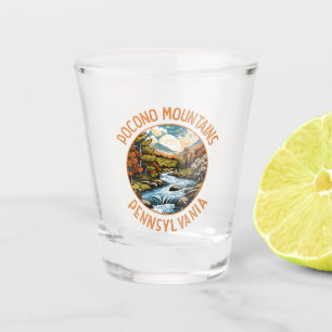 Pocono Mountains Pennsylvania Sunset Retro Art Shot Glass