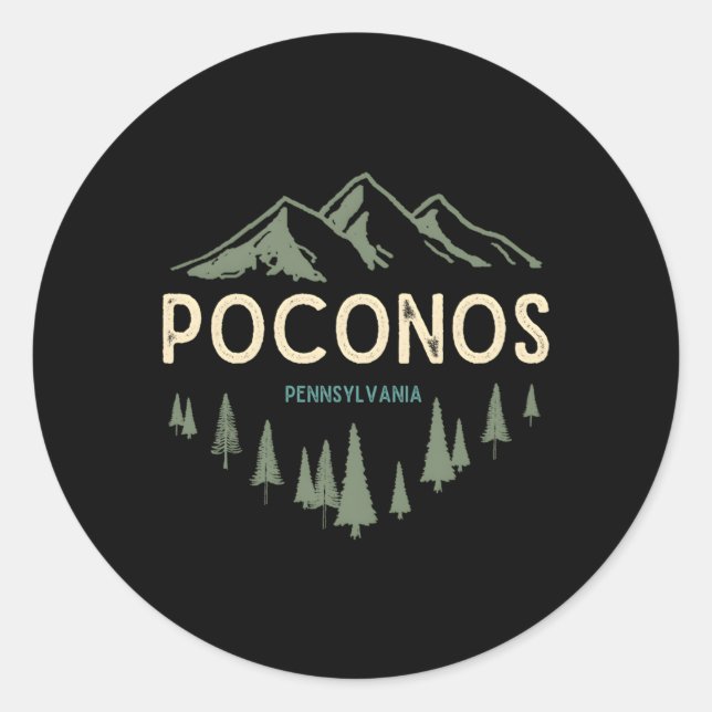 Pocono Mountains Poconos Pennsylvania Classic Round Sticker (Front)