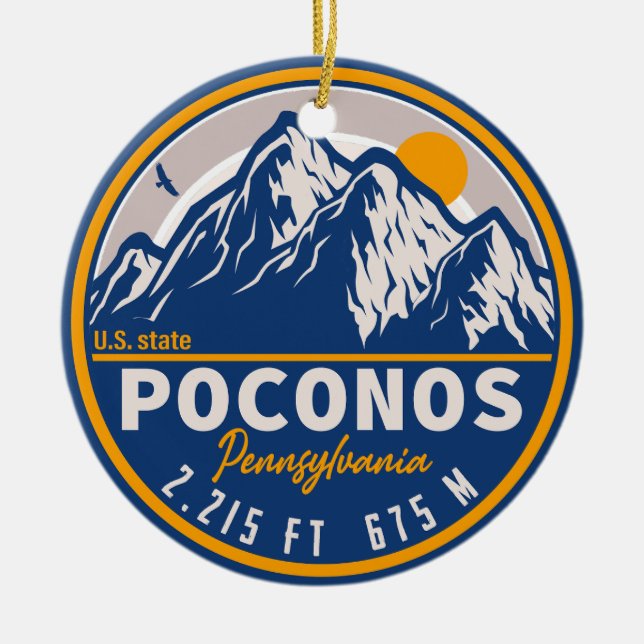 Poconos Mountains Pennsylvania Bear Hiking Sunset  Ceramic Ornament (Front)