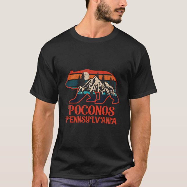 Poconos Mountains Pennsylvania Pa Bear Hiking Suns T-Shirt (Front)