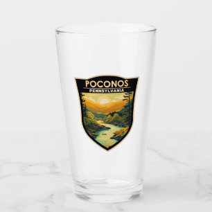 Poconos Pennsylvania Travel Art Vintage Glass