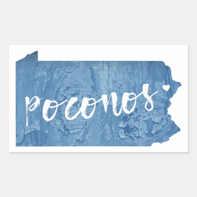 Poconos, Pennsylvania Wood Grain Sticker (Front)