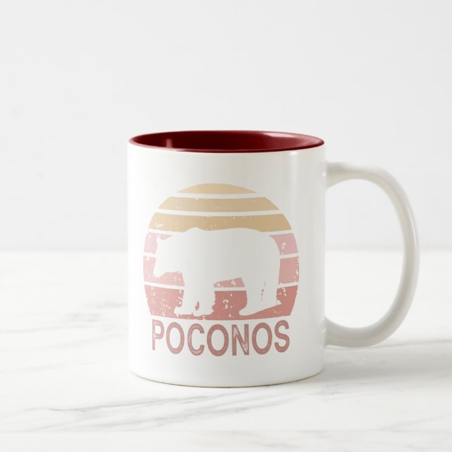 Poconos Retro Bear Two-Tone Coffee Mug (Right)