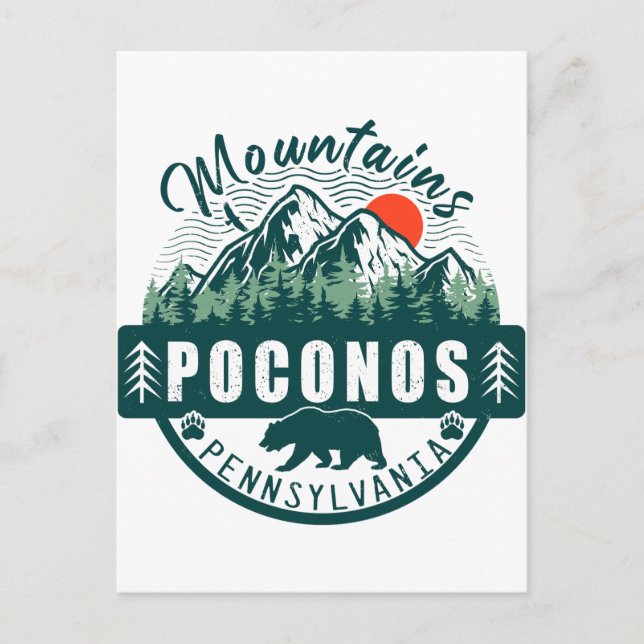 Poconos Retro Pennsylvania Mountains 60s Postcard (Front)