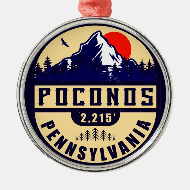 Poconos Retro Pennsylvania Mountains Metal Ornament (Front)