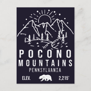 Poconos Retro Pennsylvania Mountains Minimalist Postcard