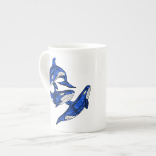 Pod Of 3 Tribal Orcas Bone China Mug