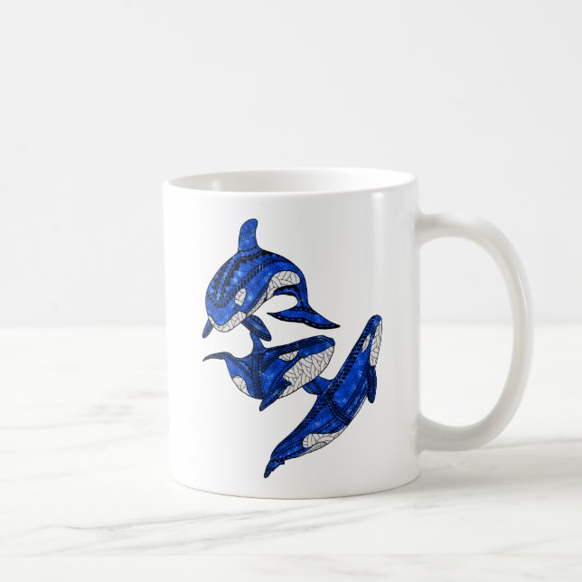 Pod Of 3 Tribal Orcas Coffee Mug (Right)
