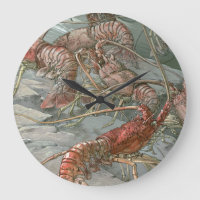 Pod of Lobsters in the Ocean, Vintage Art Nouveau