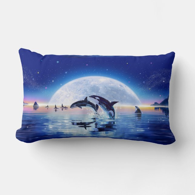 Pod of Orcas Lumbar Pillow (Front)