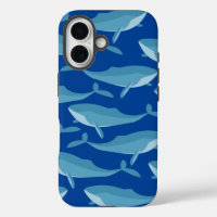 Pod of Whales Swimming Dark Blue