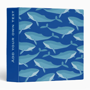 Pod of Whales Swimming Dark Blue Personalised Binder