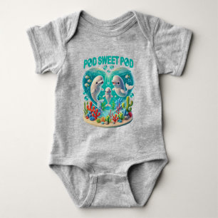 "Pod Sweet Pod" Whale Family Baby Bodysuit